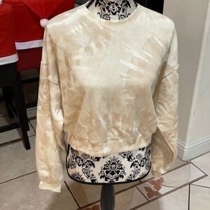 INC Women's Sweatshirt Beige Nude Size L Pullover Tie-Dye Crewneck $69